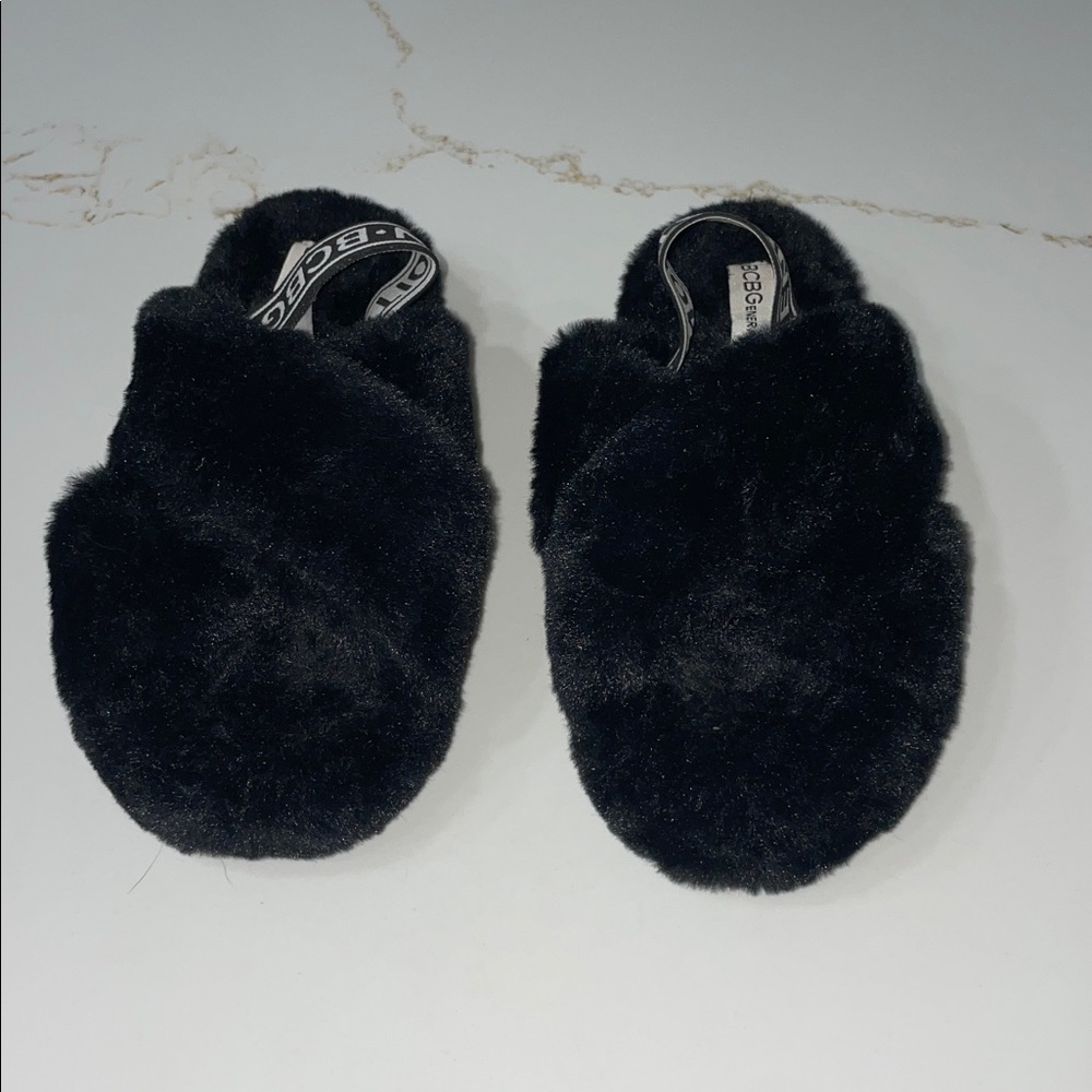 BCBGeneration Black Plush Slingback Slippers | 6 - Picture 3 of 7